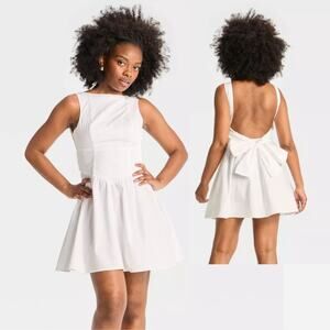 Wild Fable Women's Bow Back Mini A Line Dress‎ White Size XS